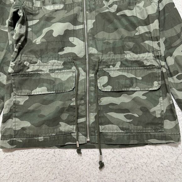 Old Navy Women's Small Full Zip Military Jacket Green Camouflage Patterned - Picture 5 of 12
